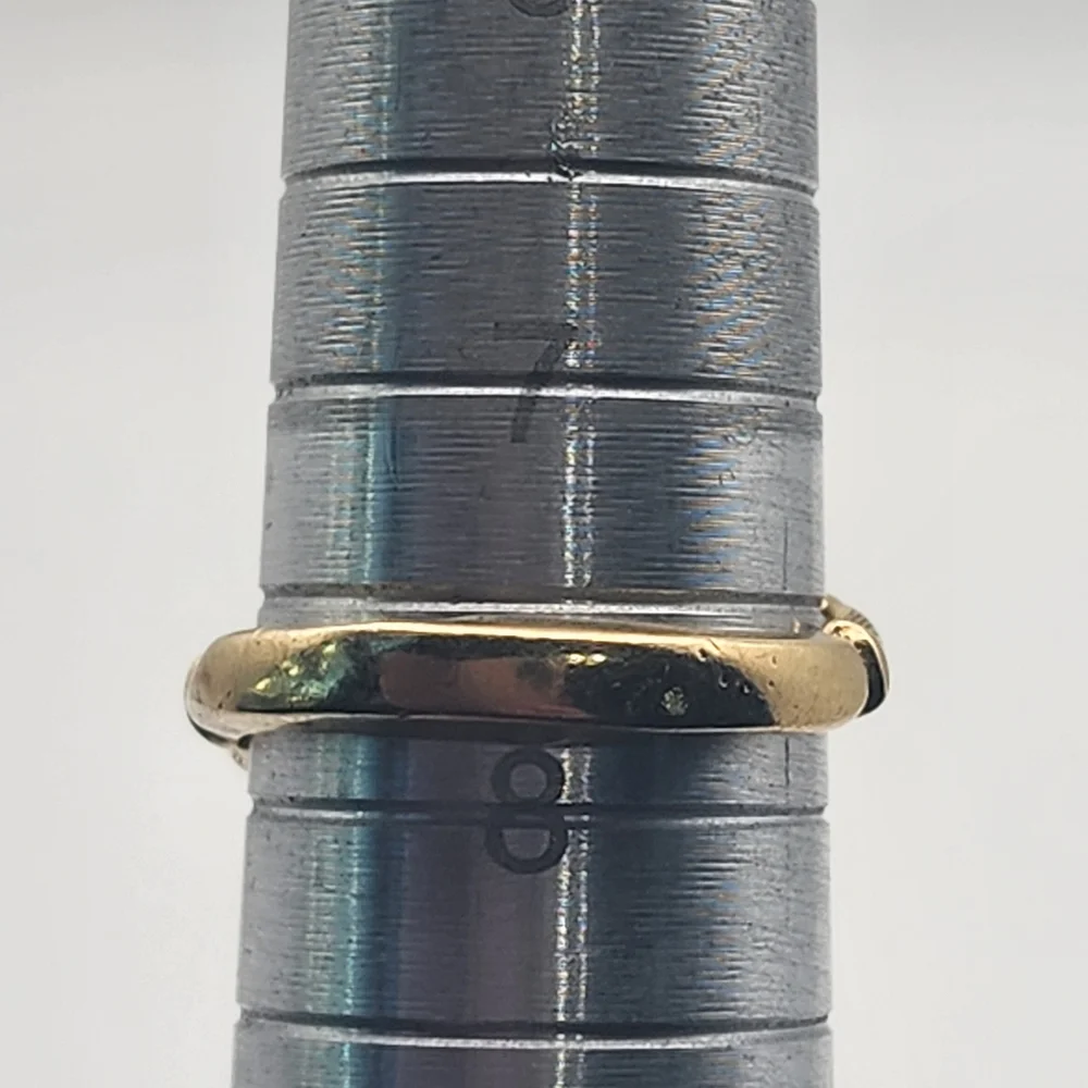 Vintage 14K Gold Bamboo-Style Ruby & Diamond Flower Bypass Ring (7.75) - Picture 9 of 10